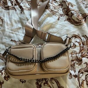 Aldo Cream Crossbody Bag with Chain Detail